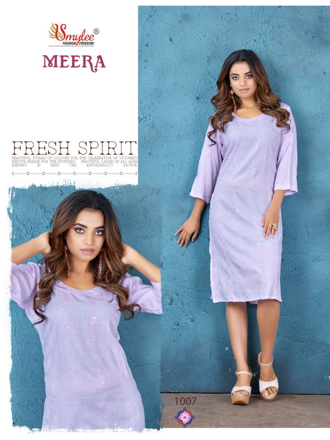 Rung Meera Rayon Fancy Stylish Regular Wear Kurtis Collection